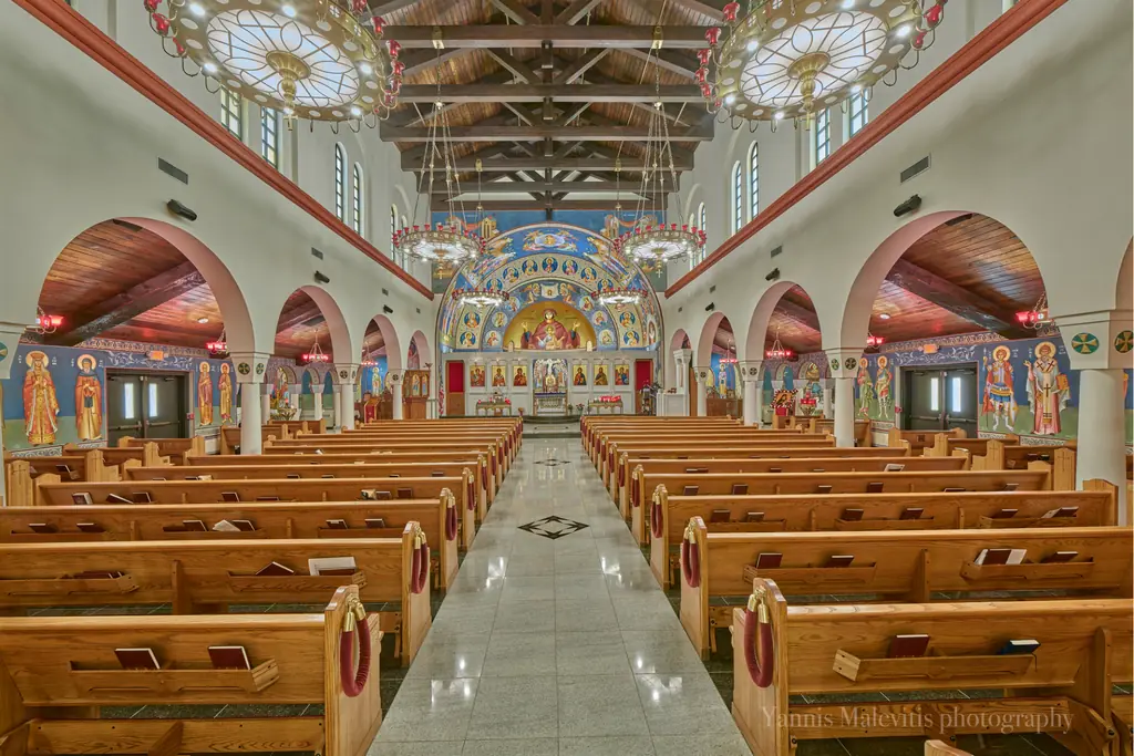 Interior of St. Nicholas Church, looking toward the altar