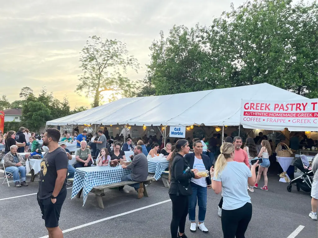 Crowd outside the Greek Pastry Tent