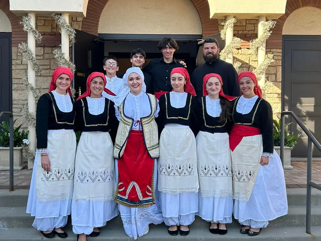 Youth dancers in traditional Greek costume
